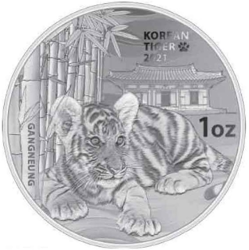 2021 1oz Korean Tiger Ag999 Silver Coin